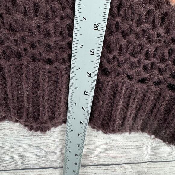 Lili's Closet Open Knit Striped Sweater Womens Small Pink Burgundy Gray - Picture 9 of 9